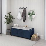 Storage Bench with 3 Shutter-shaped Doors, Shoe Bench with Removable Cushion and Hidden Storage 51949526