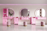 Pink modern simple hair desk, multi-layer storage space W33163007