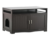 Litter Box Enclosure, Cat Litter Box Furniture with Hidden Plug, 2 Doors,Indoor Cat Washroom Storage 54231730
