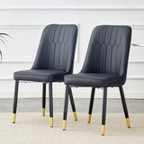 Black dining chairs and living room chairs. PU material and metal legs, suitable for kitchen, living W1151118969