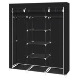 ZNTS 69" Portable Clothes Closet Non-Woven Fabric Wardrobe Double Rod Storage Organizer Black 23382400