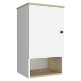 Medicine Single Door Cabinet 28" H, One Shelf, Two Interior Shelves, Light Oak / White B097133246