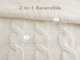 3 Pieces Full/Queen Cable Knit Chenille Comforter Set,Ivory B035P381300