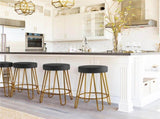 Upholstered Velvet Counter-Height Barstool, Set of 2, Black 05643034