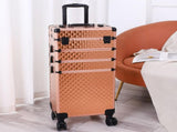 4-in-1 Draw-bar Style Interchangeable Aluminum Rolling Makeup Case-Rose Gold 14821135
