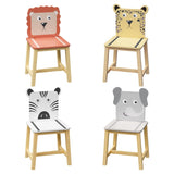 ZNTS 5 Piece Kiddy Table and Chair Set , Kids Wood Table with 4 Chairs Set Cartoon Animals 14281906