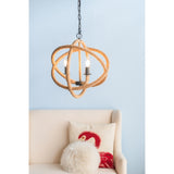 3- Light Farmhouse Chandelier, Rope Chandelier Globe Hanging Light Fixture with with Adjustable W2078137922