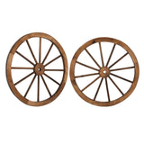2pcs 30-Inch Old Western Style Garden Art Wall Decor Wooden Wagon Wheel Brown 29619922