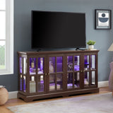 LED Curio Display Cabinet Antique Display Cabinet with Glass Doors Adjustable Shelves for W2275P231691