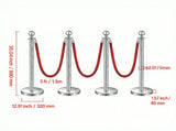 8Pcs Gold Stanchions & Red Velvet Ropes Set, Stainless Steel Posts with Hollow Base, Crowd Control 86314001