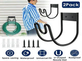 2 PCS Wall Mount Garden Hose Holder, 304 Stainless Steel Hose Hanger with UShaped Nozzle Slot, 87684201