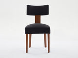 064-Set of 2 Linen Fabric Modern Armless Dining Chairs With Curved backrest and Solid Wooden Legs 32175653