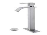Waterfall Spout Bathroom Sink Single Handle Faucet with Pop-Up Drain 99007003