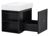 20-Inch Bathroom Vanity with Ceramic Sink, MDF Storage Cabinet with Drawer, Side Shelf & Golden N725P314023B