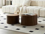 MDF nested table set 2 pieces, handcrafted round coffee table in living/lounge area, walnut color W2085P231698