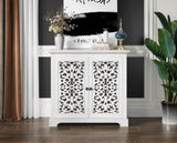 Antique Sideboard Storage, Vintage Accent, 2 carving Doors Buffet Server Console W3123P278013