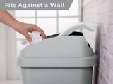 (2 pack) Kitchen Trash Can, 13 Gallon Plastic Garbage Bin with Swing Top Lid, Light Gray 60737830