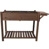 8 Pockets Horticulture Raised Garden Bed Elevated Wood Planter Box Stand with Foldable Side Table 70801971