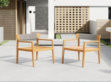 CREATIVE BRAIDED ACACIA WOOD OUTDOOR DINING CHAIRS WITH ARMRESTS, SUITABLE FOR OUTDOOR DINING AND N770P269704G