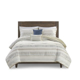 King/Cal King 5 Piece Printed Seersucker Comforter Set with Throw Pillows B035128860