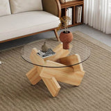 Circular glass coffee table, 33.4-inch modern and distinctive design tea table. Tempered glass GL-W1151P146792