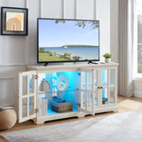 LED Curio Display Cabinet Antique Display Cabinet with Glass Doors Adjustable Shelves for W2275P231690