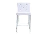 A set of 2 white vintage crocodile bar chairs, featuring crystal clasp design and synthetic W3875P383095