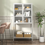 59"H Heavy Duty Metal Storage Cabinet, Display Storage Cabinet with Glass Doors and 2 Adjustable W2735P186331