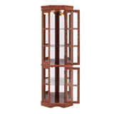 Corner Curio Cabinet with 5 Shelves and Lighting System, Walnut W1693P183978