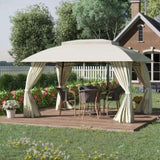 10' x 13' Patio Gazebo Canopy, Double Vented Roof, Steel Frame, Curtain Sidewalls, Outdoor Sun Shade W2225142542