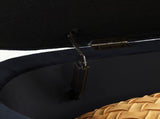 Storage Bench Bedroom Bench, Velvet Oval Upholstered End of Bed Bench with Golden Metal W1117P176446