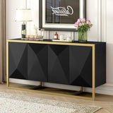 U_STYLE Mahogany Veneer Modern Sideboard with Unique Metal Legs,Suitable for Study,Entryway, N711P230808B