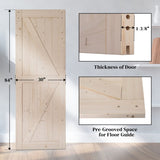 ZNTS 30 in. x 84 in. Unfinished Sliding Barn Door with 5.5FT Barn Door Hardware Kit & Handle ,K 00932362