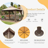 10'x13' Gazebo, Outdoor Gazebo with Mosquito Netting, Metal Frame Double Roof Soft Top Patio Gazebo W1859112528