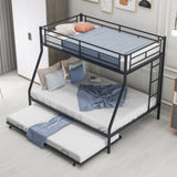 ZNTS Twin over Full Bed with Sturdy Steel Frame, Bunk Bed with Twin Size Trundle, Two-Side Ladders, Black 04979237