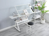 WHITE adjustable tempered glass drafting printing table with chair 76053892