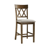 Light Oak Finish Counter Height Chairs Set of 2 Padded Seat Double Cross Back Wooden Kitchen Dining B011P168819