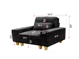 Black Deep Seat Corduroy Armchair with Brushed Stainless Steel Cup Holder and Decorative Pillow, 95174272