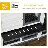 ZNTS 62" Rabbit Hutch, Wooden Bunny Hutch, Guinea Pig Cage, Small Animal Enclosure with Run Area, 32469673