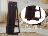 Brown Spray-Painted MDF Rotatable Freestanding Jewelry Mirror Cabinet, Square 70563509