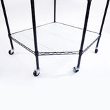 6-Layer Plastic Coated Polygonal Corner Shelf with 2" PP Wheels 680*680*1800 Black 87893174