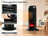 Black 1500W PTC Portable Fireplace Space Heater, Quiet 35dB Electric Heater with Tip-Over Overheat 01488461