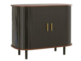 28" Fluted Wine Bar Cabinet with 8-Grid Wine Rack, 5-Level Adjustable Shelves, 2 Glass Holders, 53324323