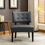 Blended Leather Tufted Accent Chair with Oversized Seating, Gray T2574P164247