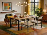 5-Piece Dining Table Set for 4, 47.24" Dining Table with 4 Upholstered Linen-Look Chairs, Black W3895P551450