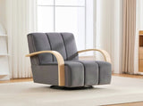30.7"W Upholstered 360&deg Swivel Accent Chair with Solid Wood Armrests and Comfy Channel Tufted W3118P339625