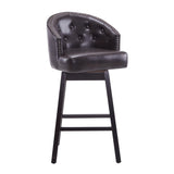 33.25" Swivel Counter Stools Set of 2, Upholstered Counter Height Bar Stools with Solid Rubber Wood WF532108BRN