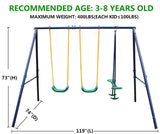 Metal Swing Set Outdoor with Glider for Kids, Toddlers, Children 79158586