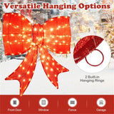 37" Christmas Bow Decoration 150 Warm LEDs, Red Fabric, Weatherproof, 2 Hanging Rings, Easy 91380992