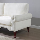 80-Inch Modern Linen 3 seat Sofa with Wooden Legs & Crystal button and Copper Nail, Tufted Backrest, W1117P268790